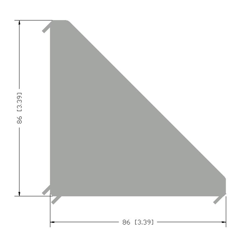40-130-0 MODULAR SOLUTIONS ALUMINUM GUSSET<br>90MM X 90MM ANGLE WITH OUT HARDWARE